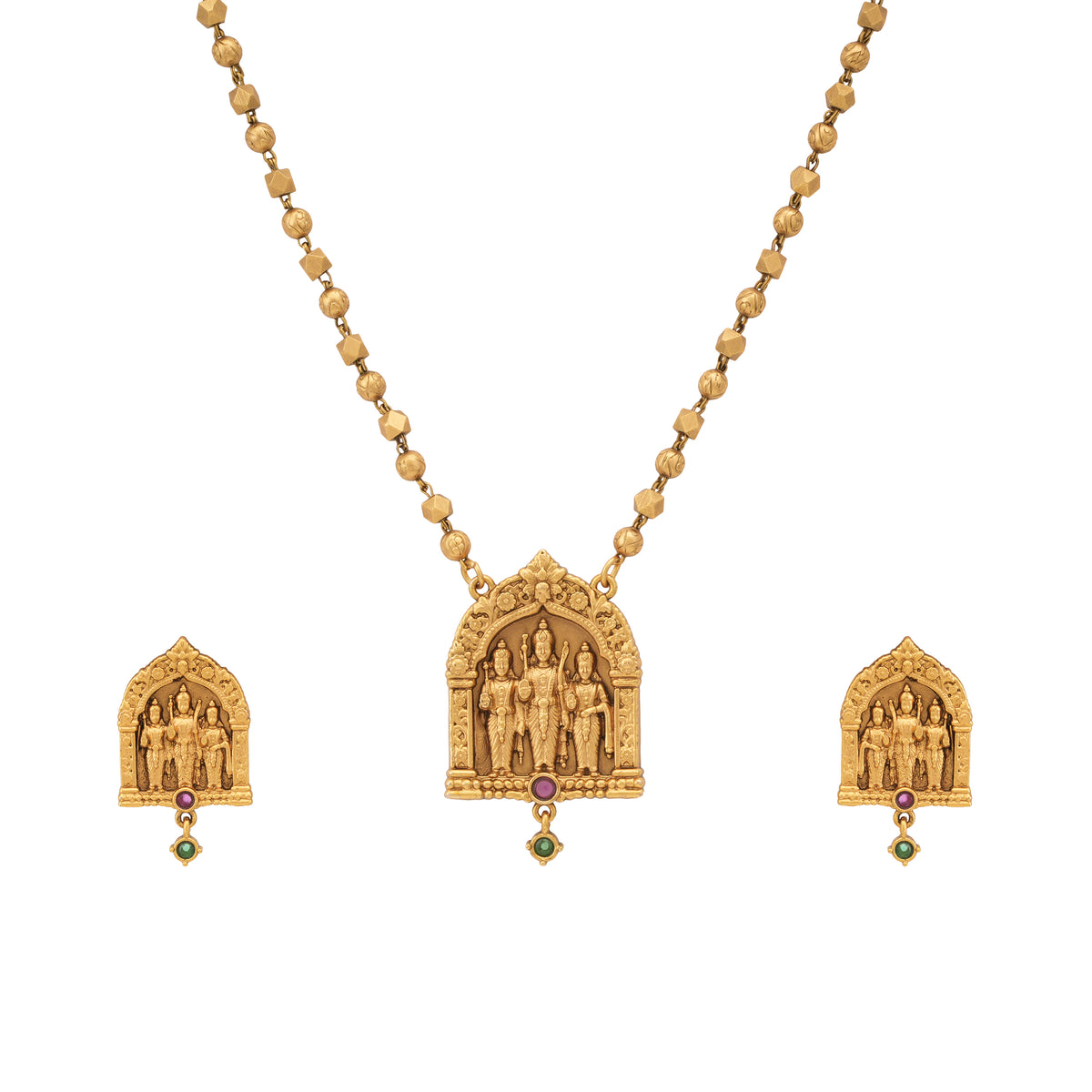 Stunning antique gold ram sita pendant set