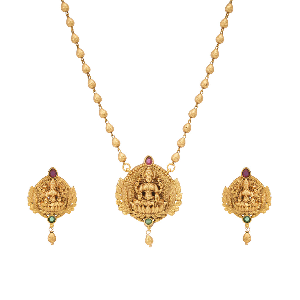 Beautiful maa lakshmi antique gold pendant set