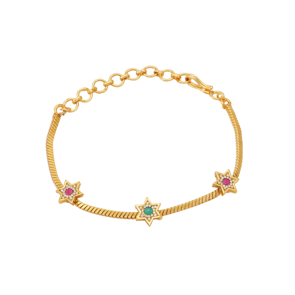 Cute antique gold star stone bracelet