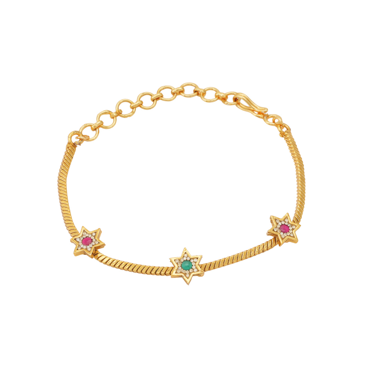 Cute antique gold star stone bracelet