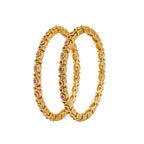 Sleek antique gold stone bangle set