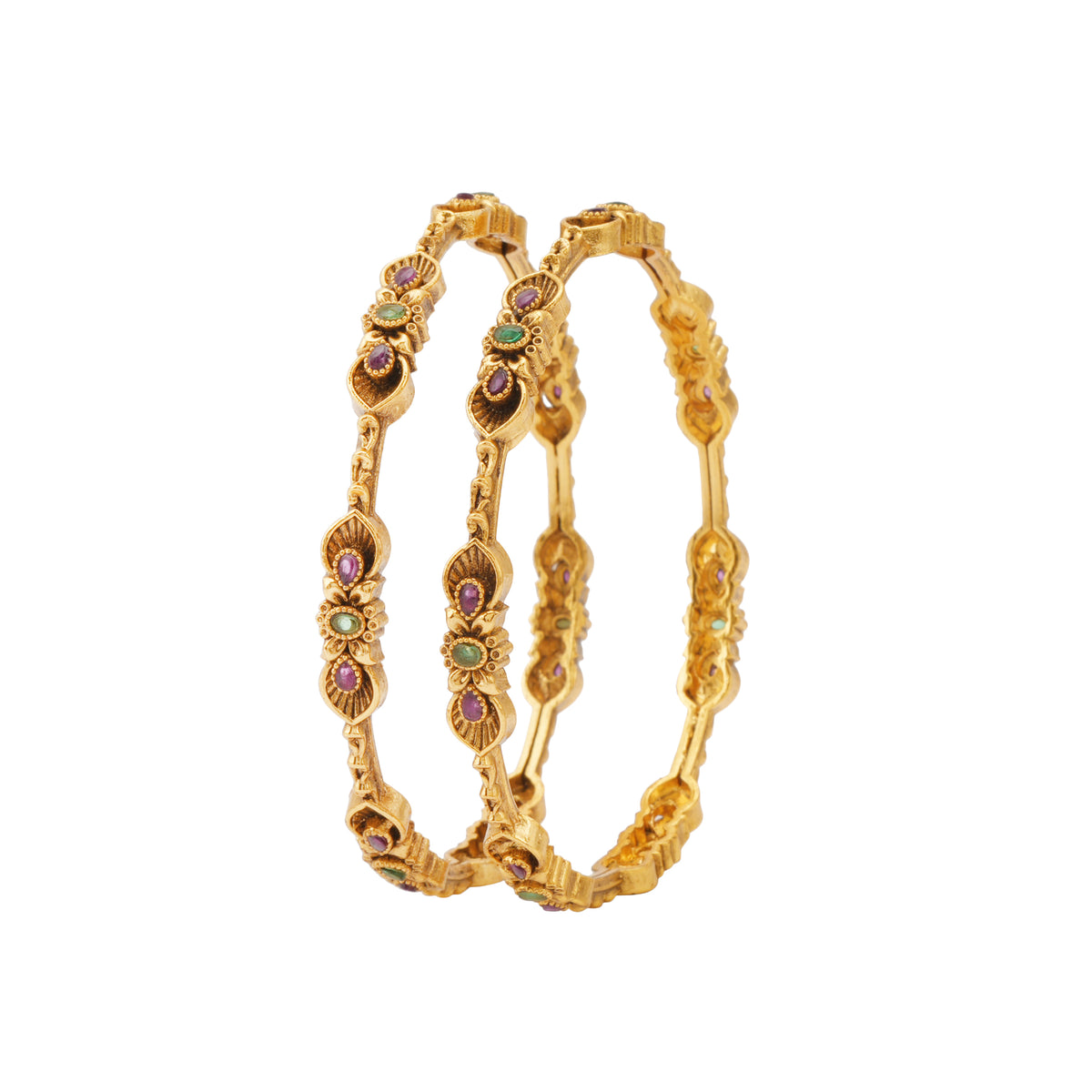 Beautiful stone antique gold bangle set