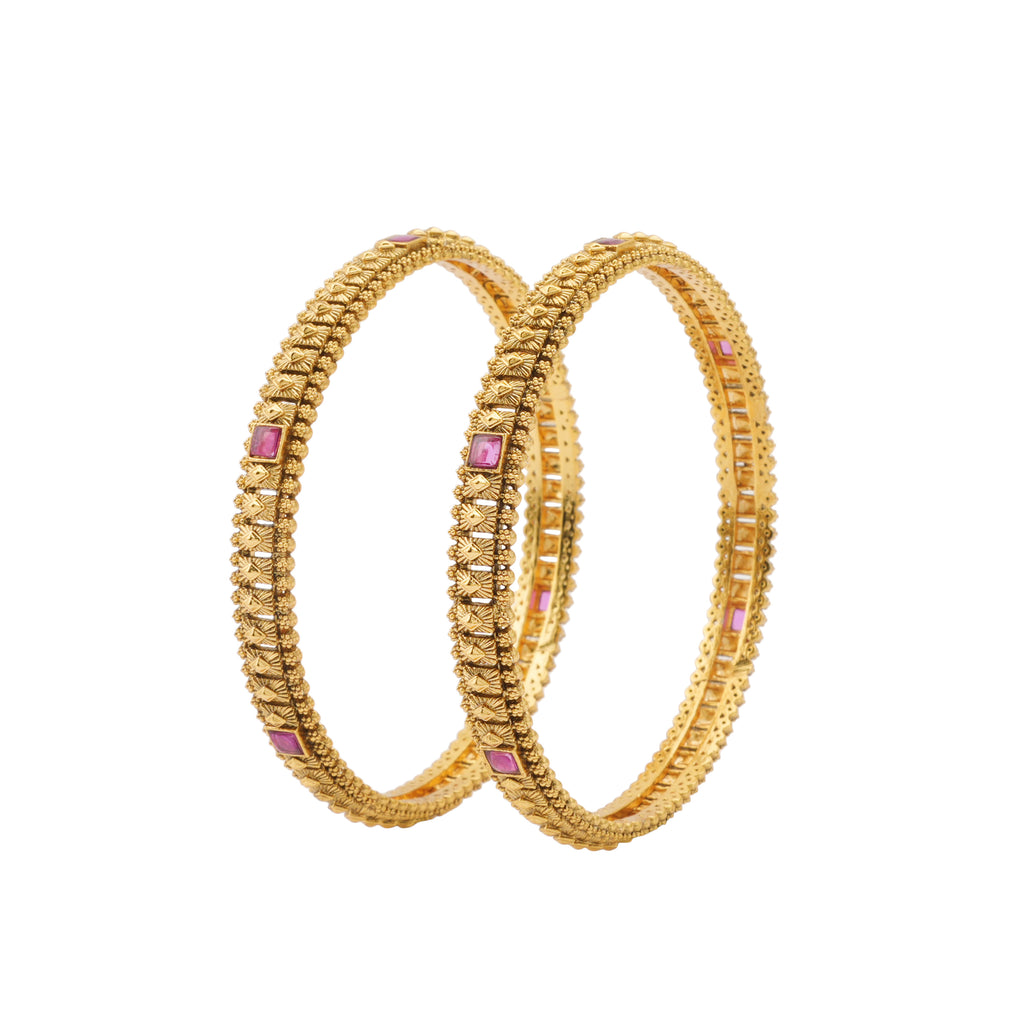 Stunning antique gold stone bangle set