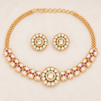 Floral Kundan Choker Necklace Set with Earrings