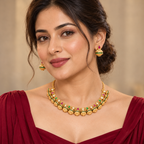 Gold Ruby Green Kundan Necklace Set