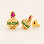 Gold Ruby Green Kundan Necklace Set
