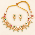 Gold kundan floral choker set