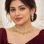 Gold kundan floral choker set