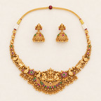 Stunning antique gold maa lakshmi necklace set