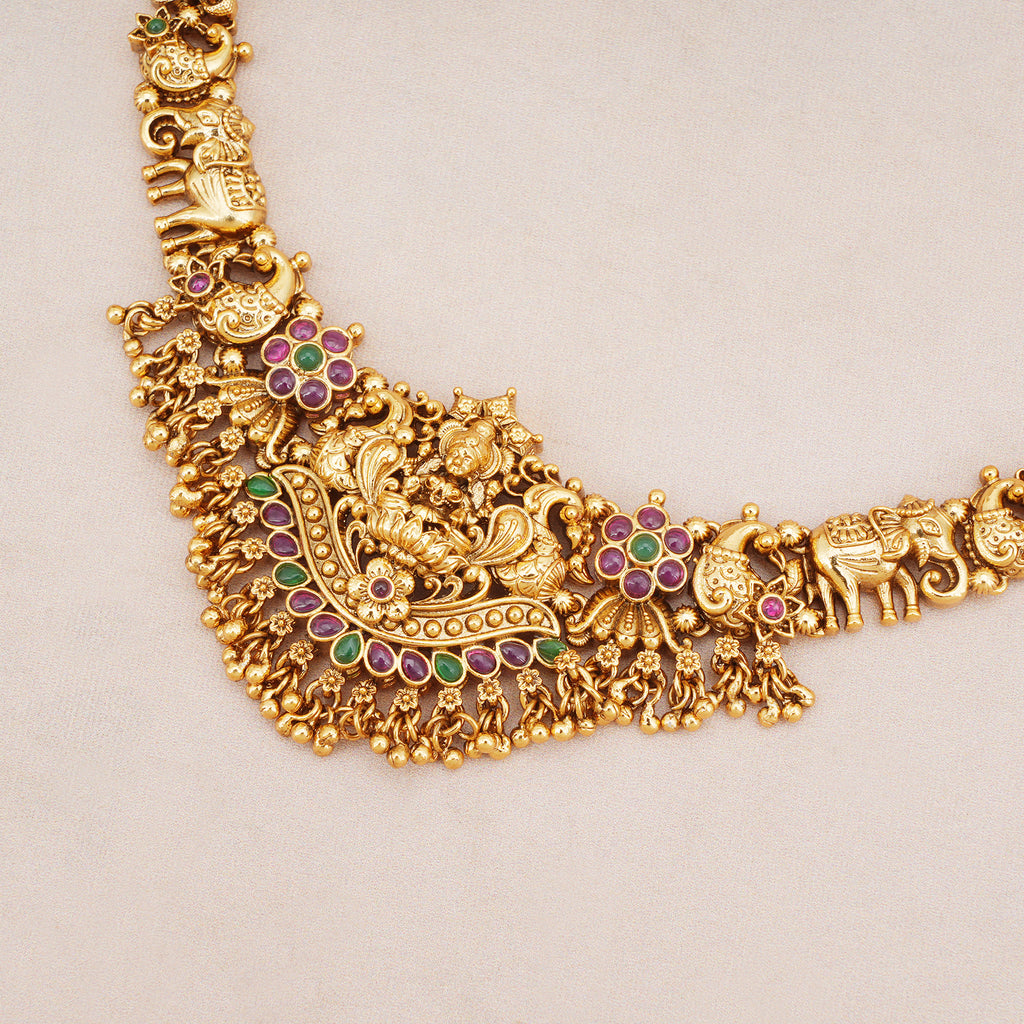 Stunning antique gold maa lakshmi necklace set