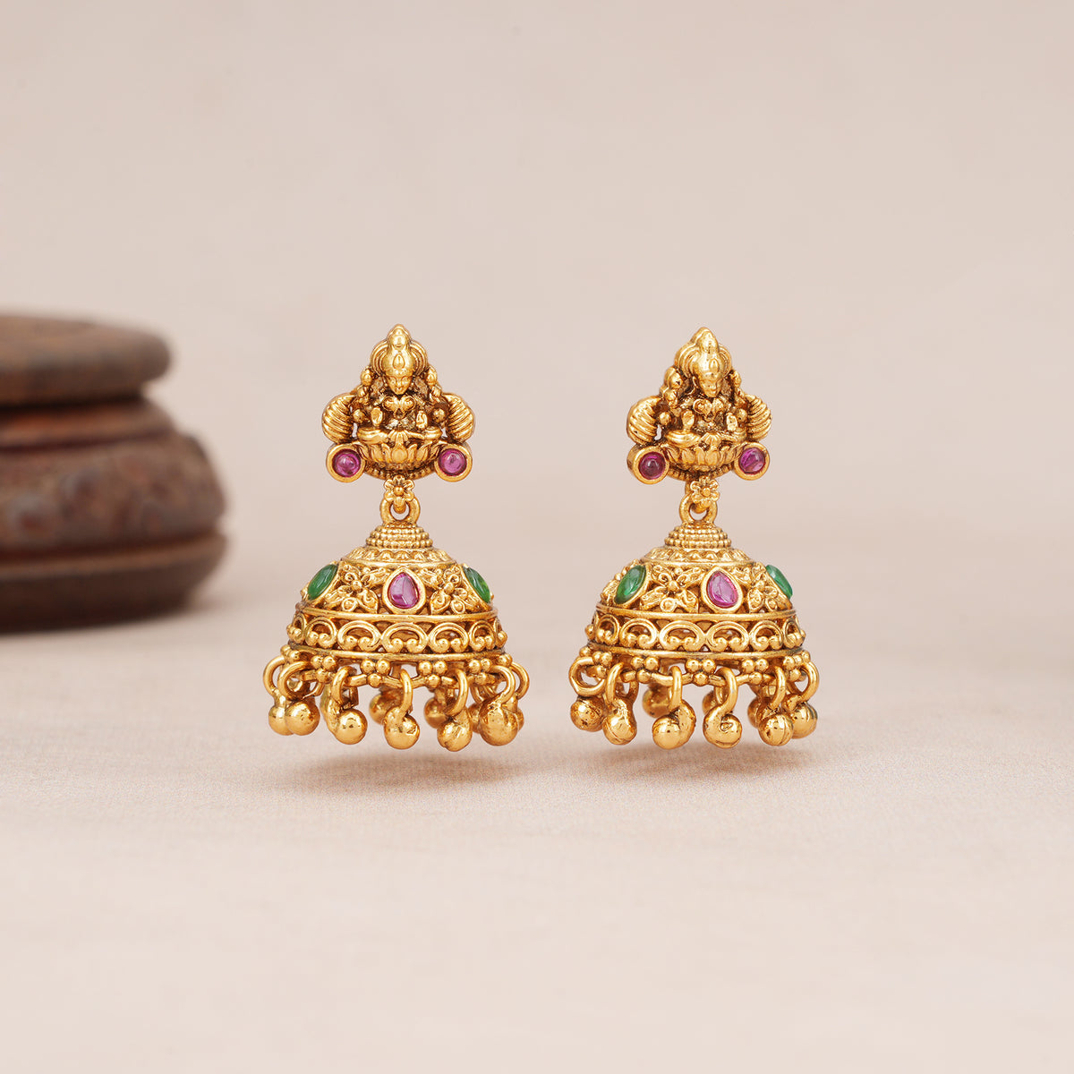Stunning antique gold maa lakshmi necklace set