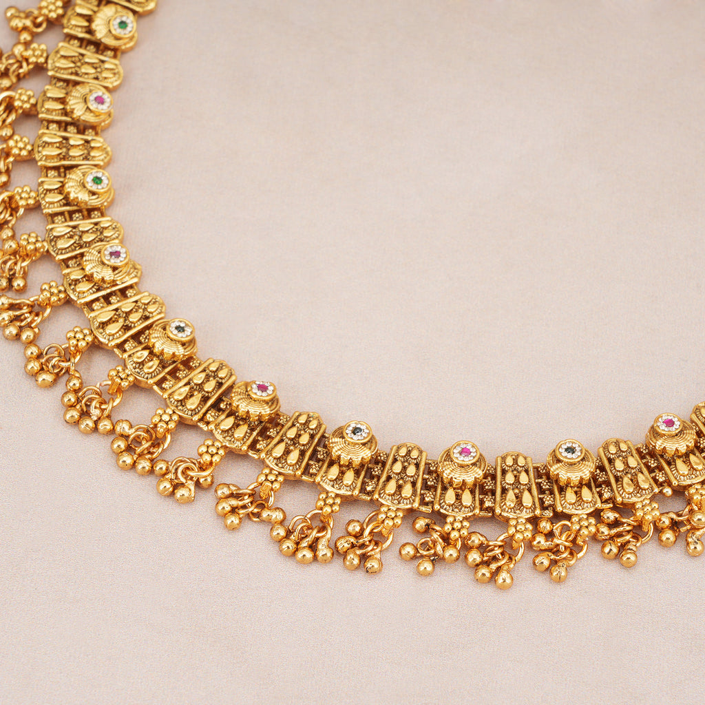 Stunning stone antique gold necklace set