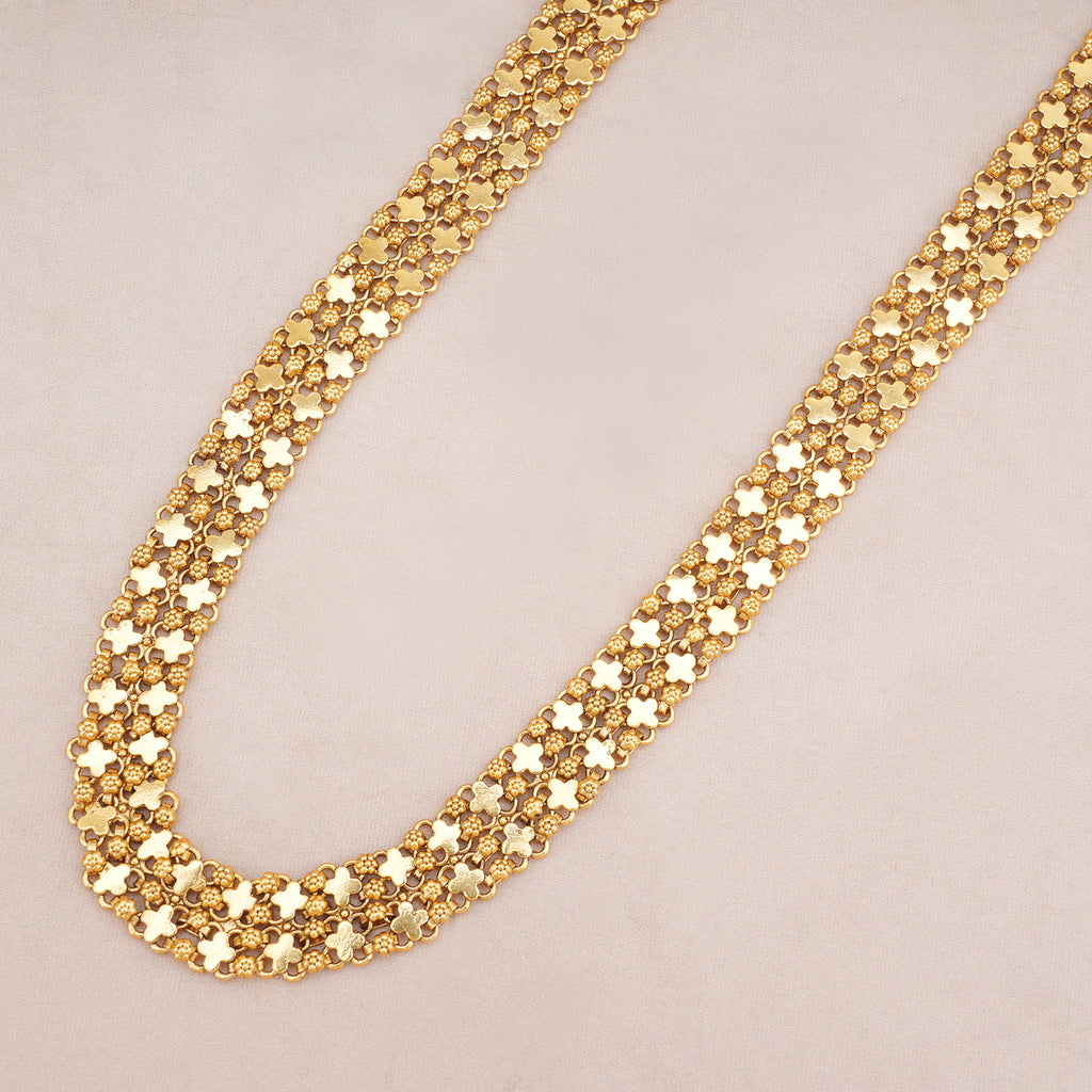 Beautiful plain long gold necklace set