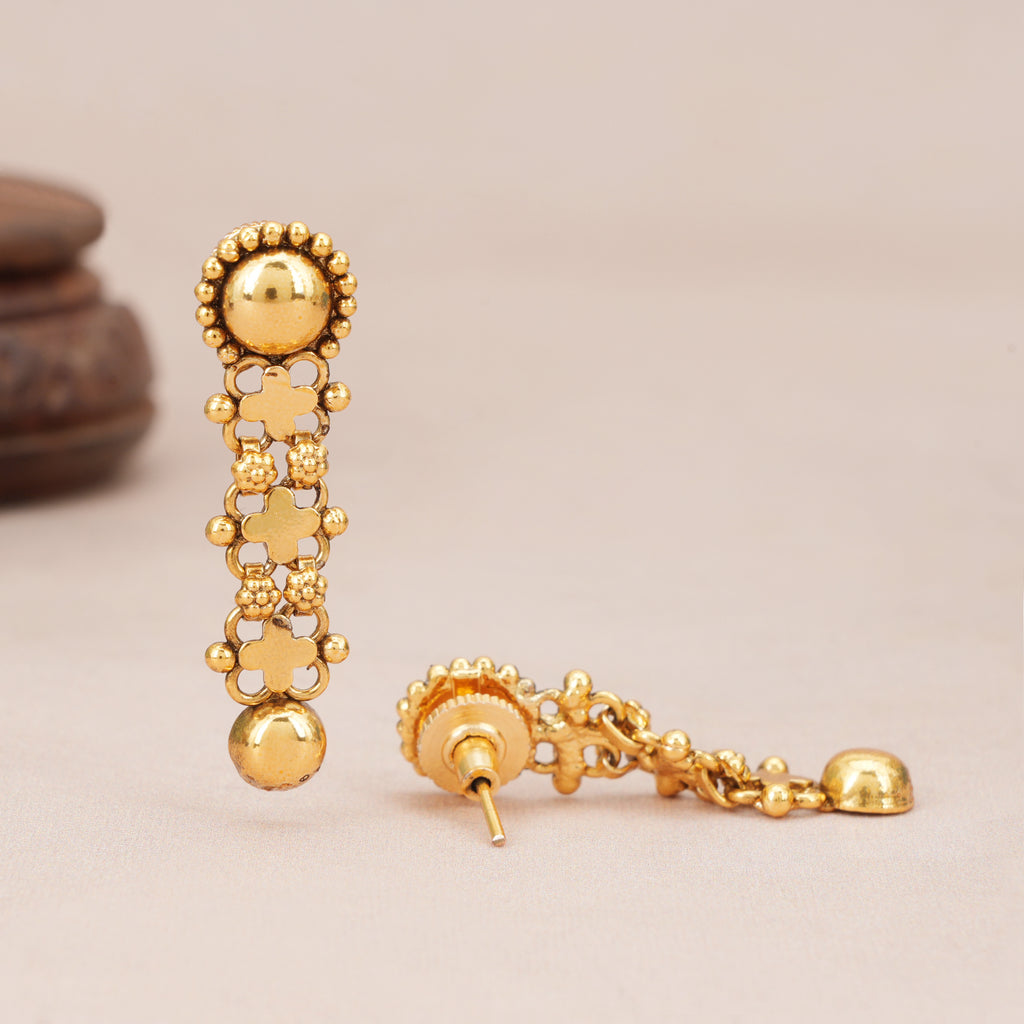 Beautiful plain long gold necklace set