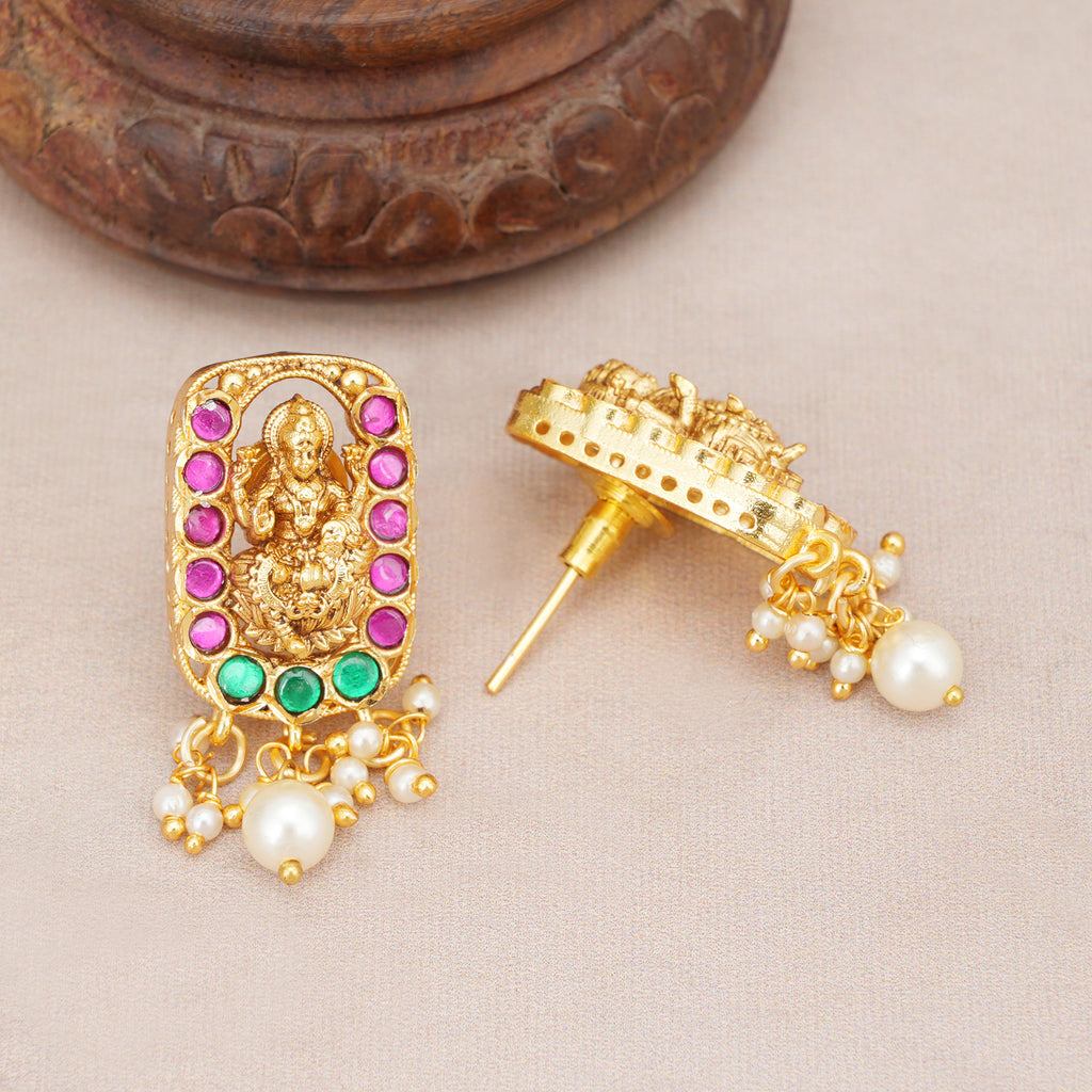 Stunning multicolor antique gold maa lakshmi necklace set