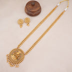 Beautiful maa lakshmi long antique gold necklace
