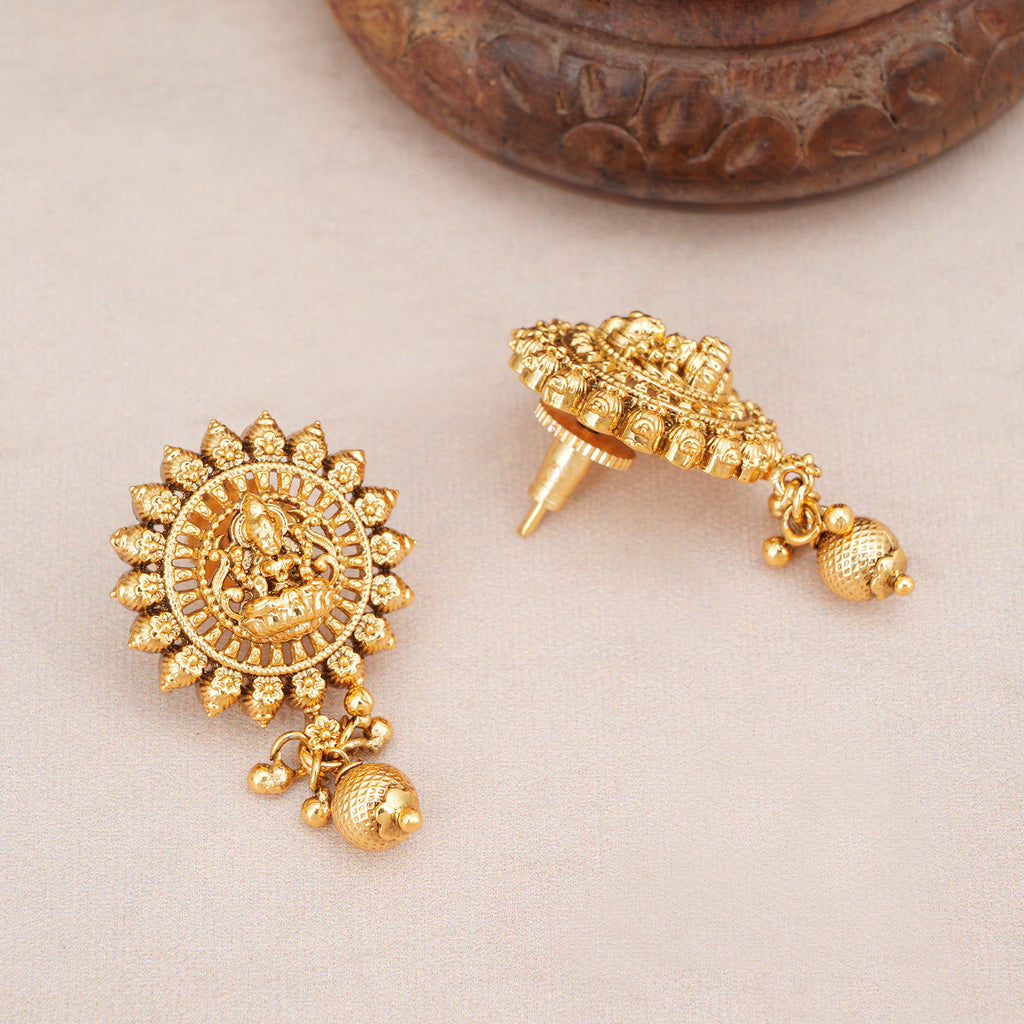 Beautiful maa lakshmi long antique gold necklace
