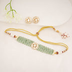 Green beaded kundan choker necklace set