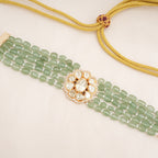 Green beaded kundan choker necklace set