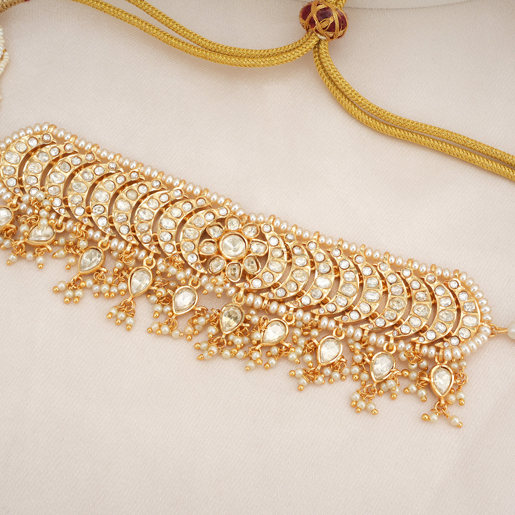 Stunning Kundan Choker Set with Pearl Drops