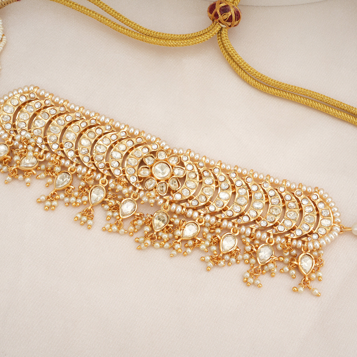 Stunning Kundan Choker Set with Pearl Drops