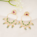 Green Kundan Chandbali Earrings