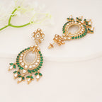 Emerald Leaf Kundan Chandbali Earrings