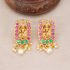 Stunning multicolor antique gold maa lakshmi necklace set