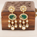 Emerald Green Kundan Drop Earrings