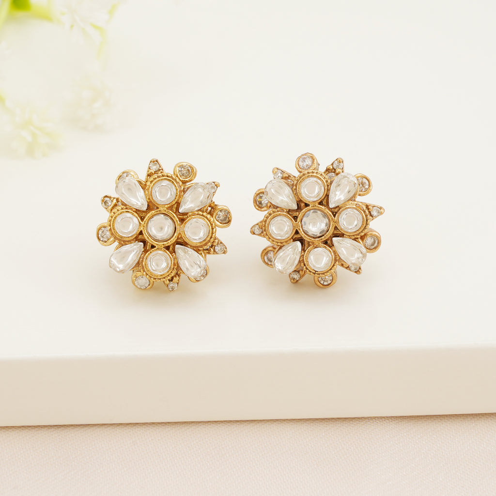 Floral Kundan Stud Earrings