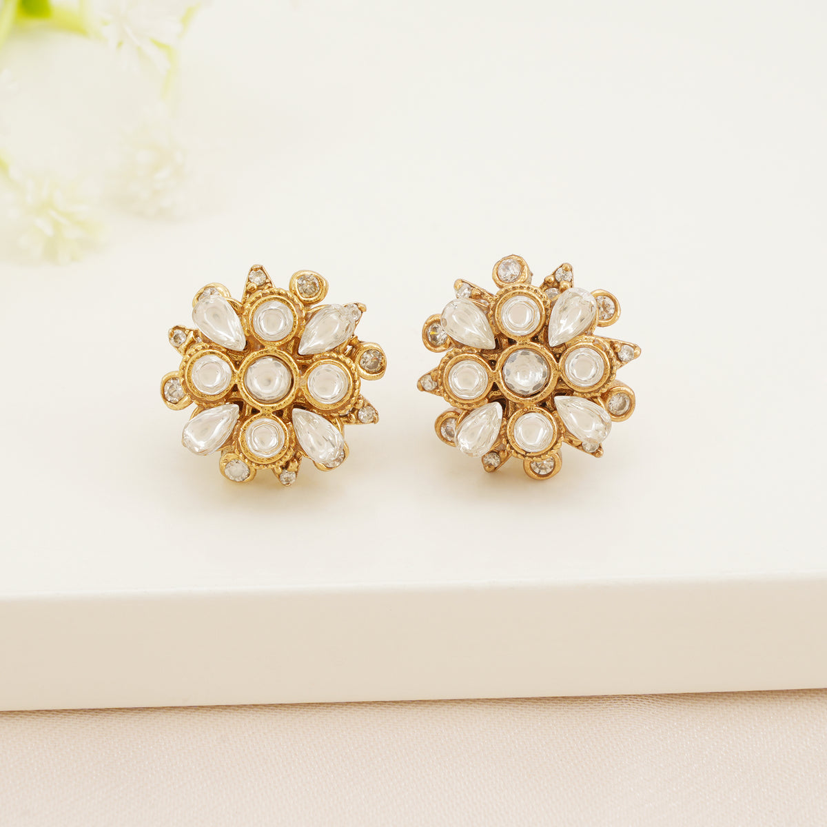 Floral Kundan Stud Earrings