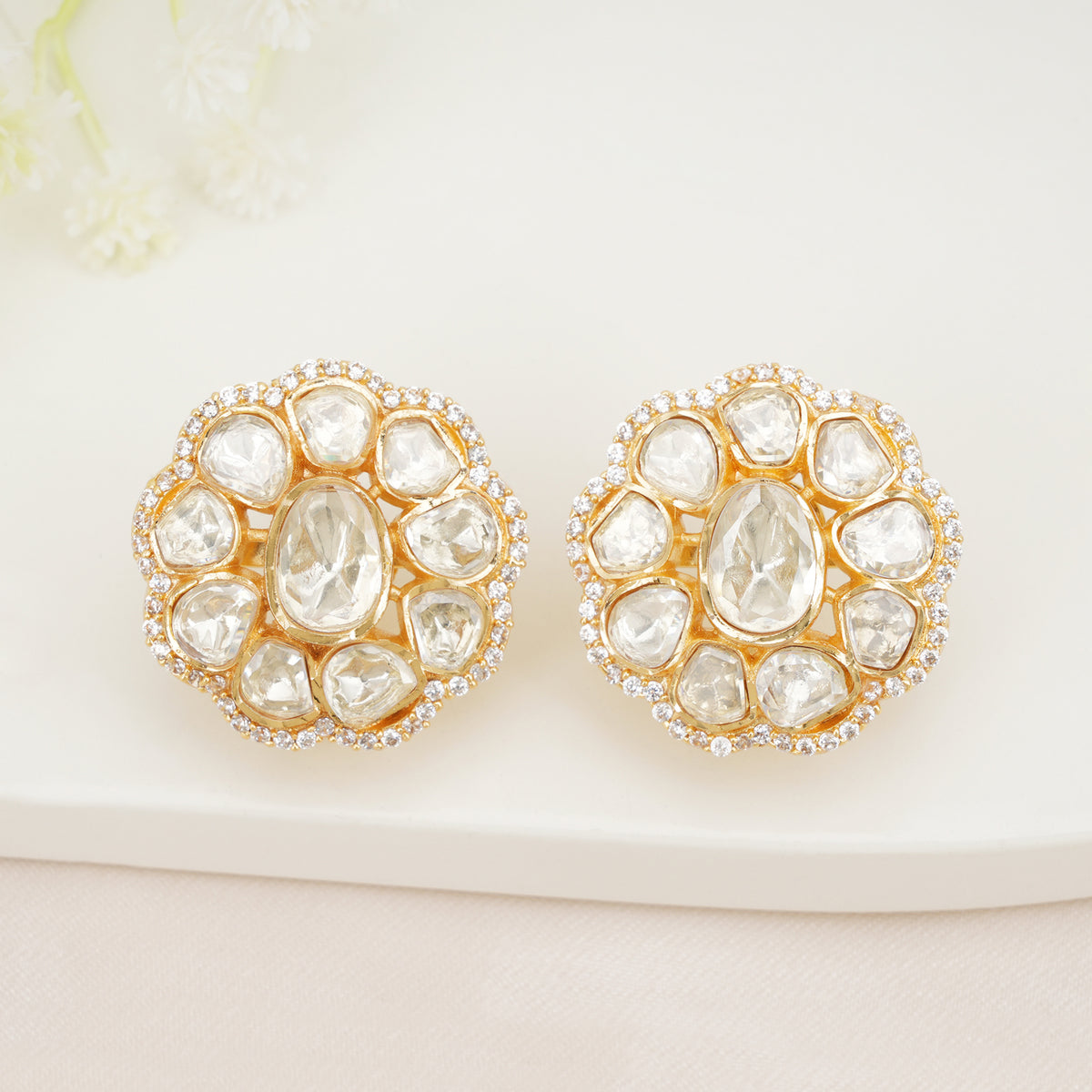 Kundan Cluster Stud Earrings