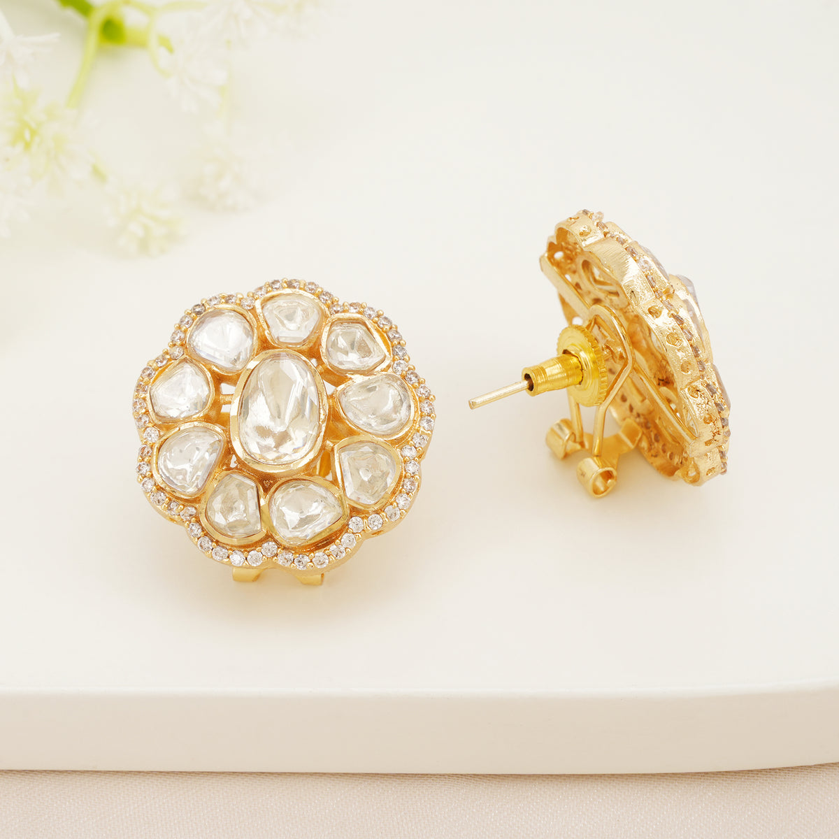 Kundan Cluster Stud Earrings