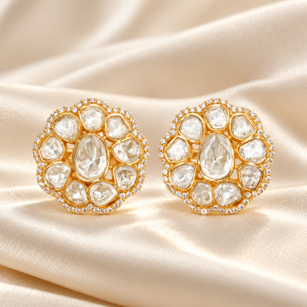 Kundan Cluster Stud Earrings