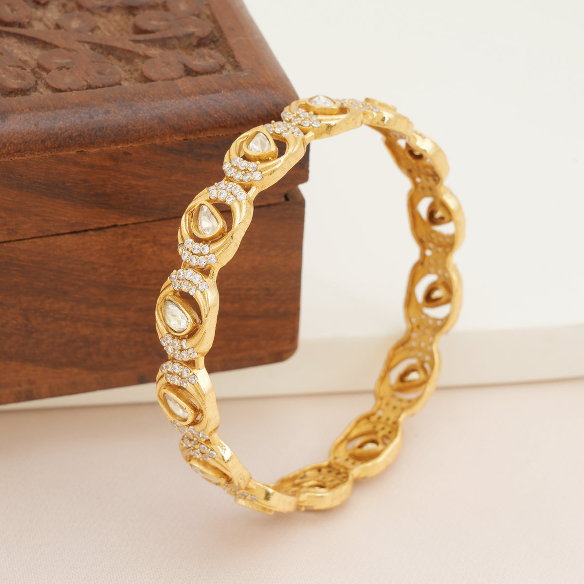 Teardrop Kundan Gold kada