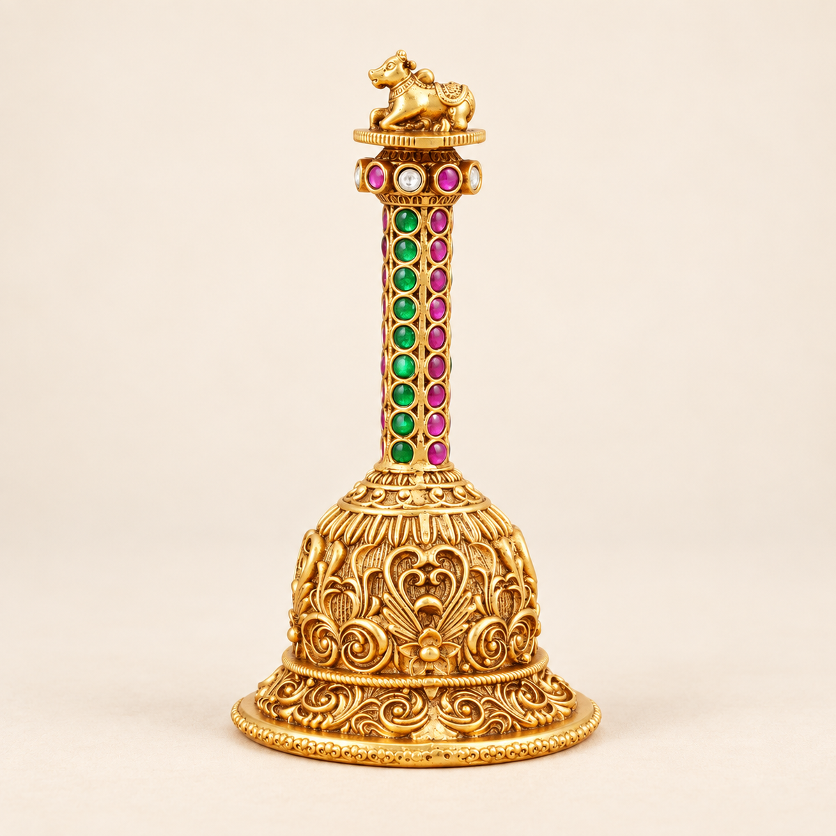 Nandi Ruby Emerald Gold Pooja Bell