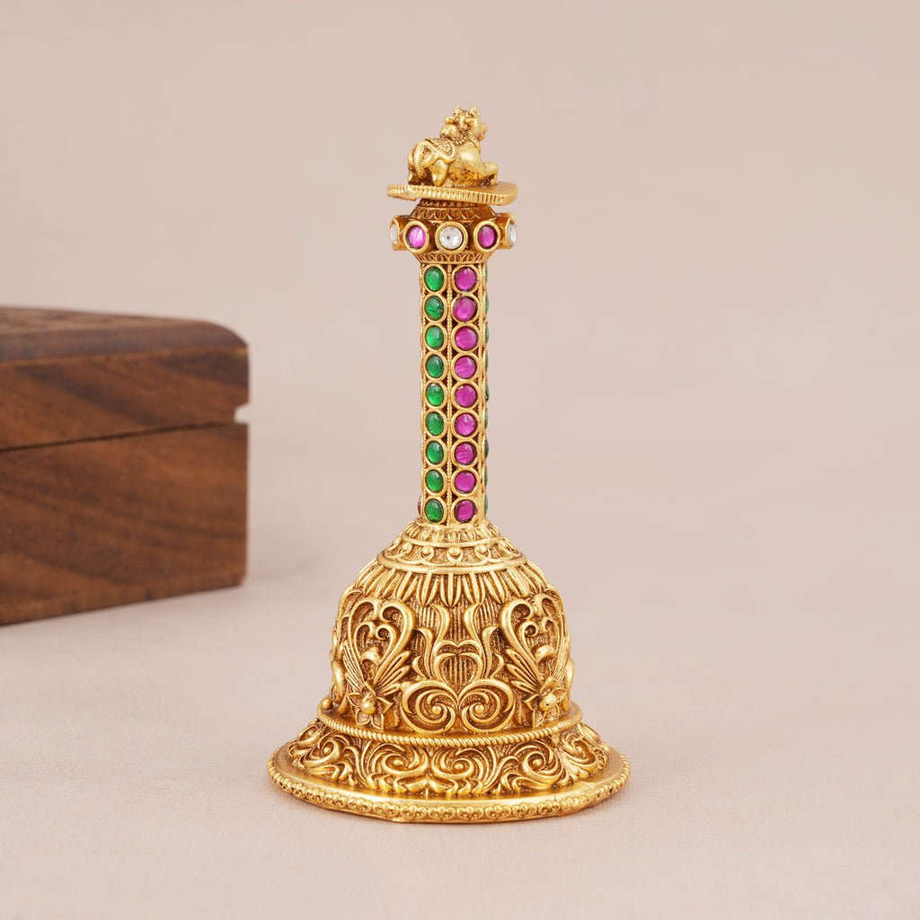 Nandi Ruby Emerald Gold Pooja Bell