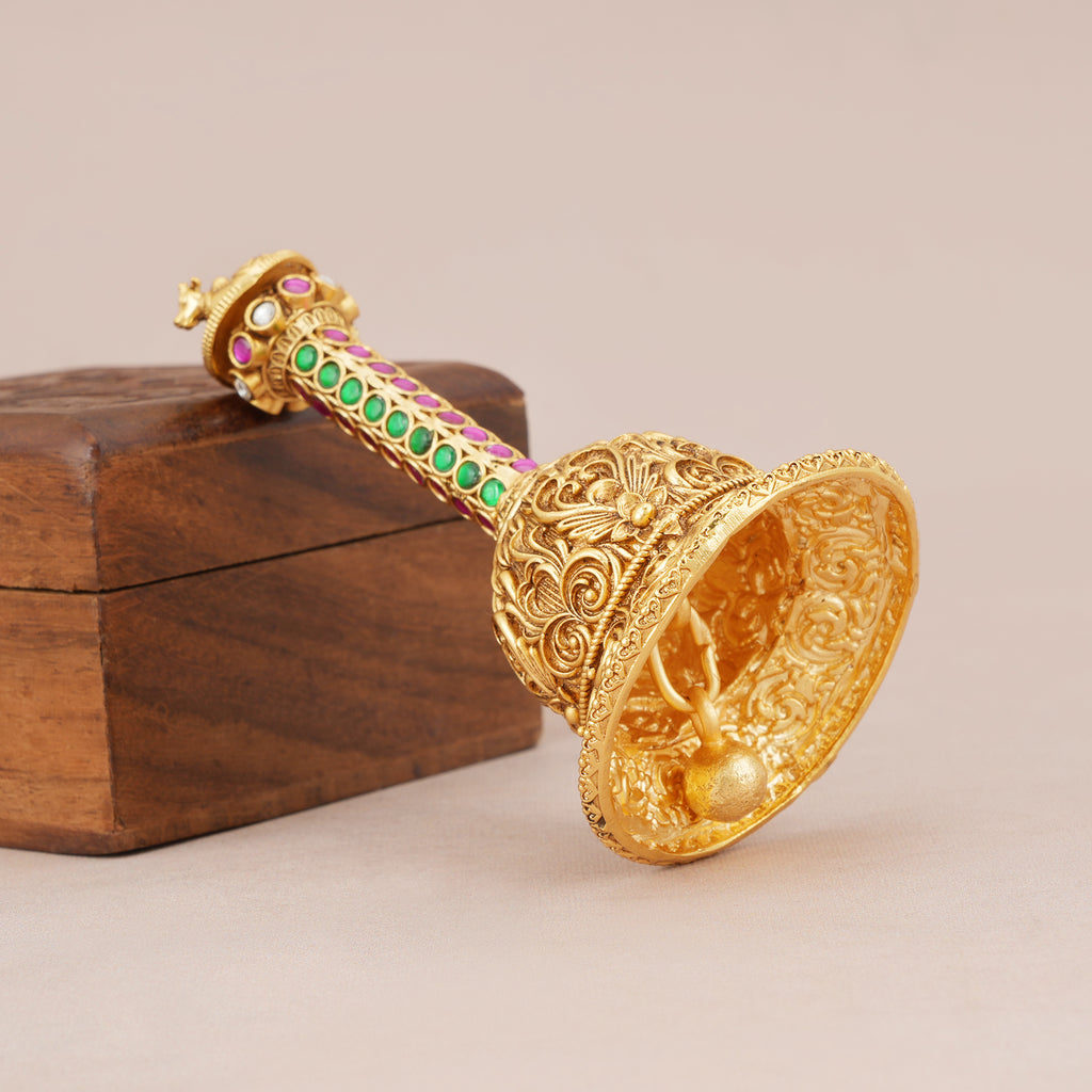 Nandi Ruby Emerald Gold Pooja Bell