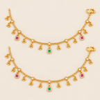 Multicolor gold anklet set