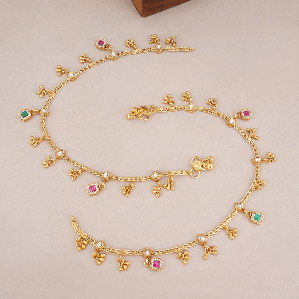 Multicolor gold anklet set