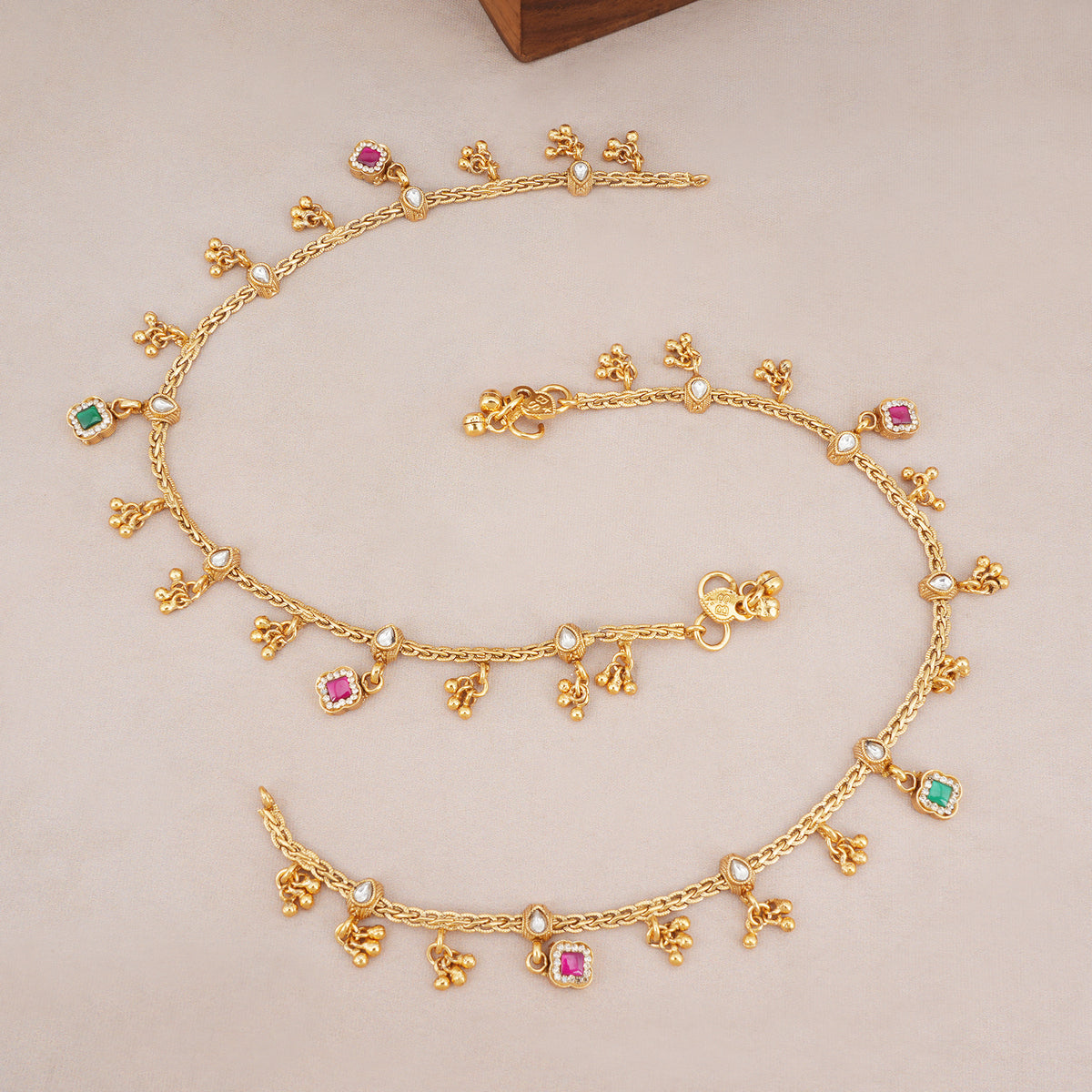 Multicolor gold anklet set