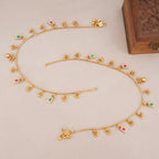 Gold Pink & Green Ghungroo Anklet set