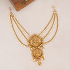 Antique Gold Mahalakshmi Pearl Temple Hair Accessory