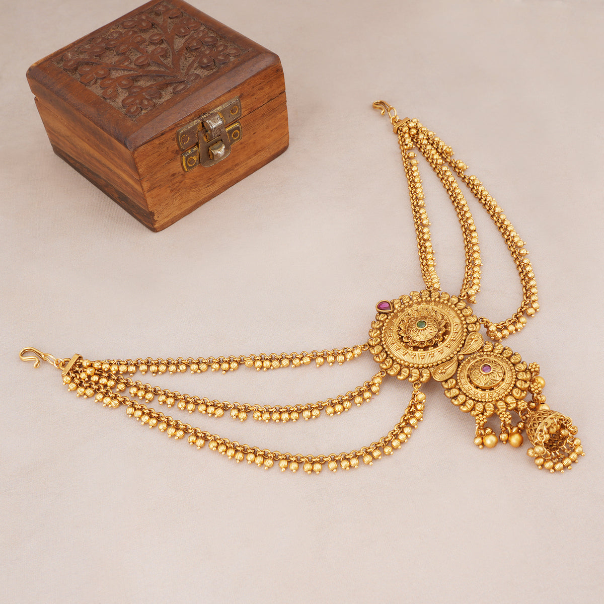 Antique Gold Beaded Hair Accessory