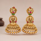 Beautiful antique gold Peacock Lakshmi Temple Jhumka Earrings