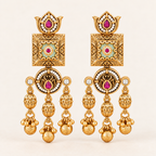 Beautiful gold Mint Green Lotus Gold Drop Earrings