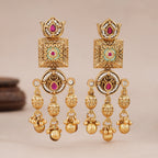 Beautiful gold Mint Green Lotus Gold Drop Earrings