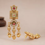 Beautiful gold Mint Green Lotus Gold Drop Earrings