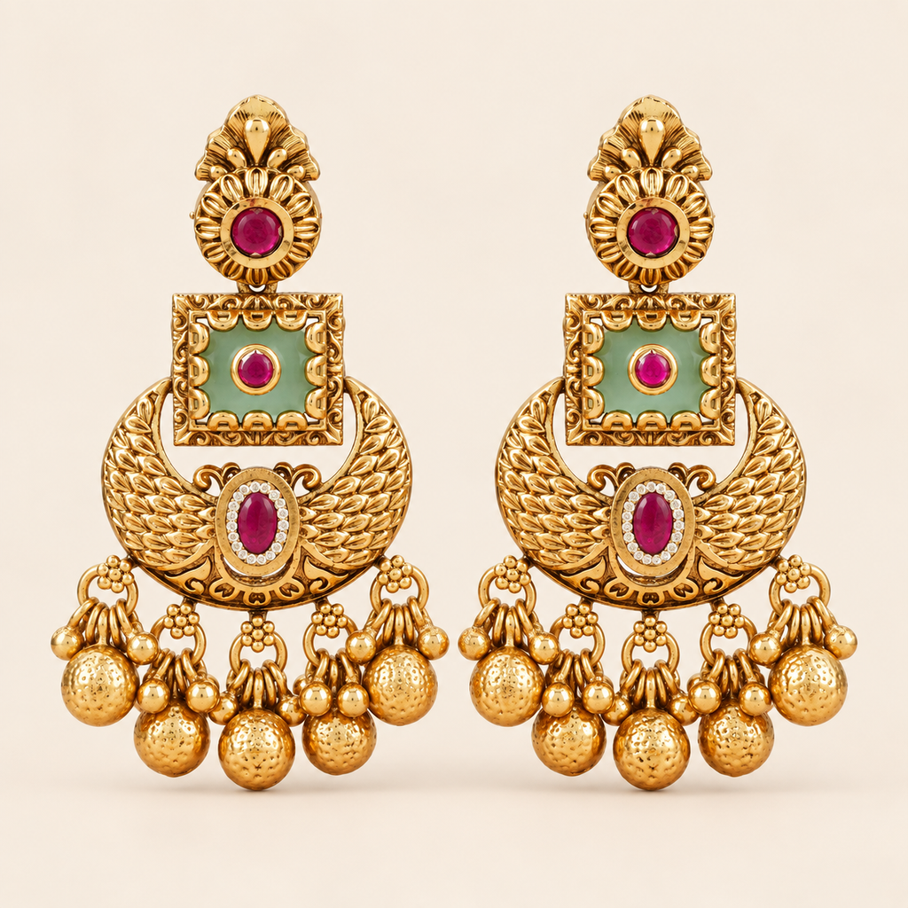 Stunning gold mint Green Ruby Drop Earrings