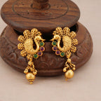 Stunning long antique gold stone maa lakshmi pendant set